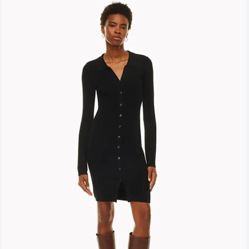 Aritzia Wilfed Cove Long Sleeve Mini Dress Black M